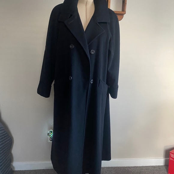 Made in USA 💯 Luxury Wool MAXI 12-14 Black Dress Coat STEVE by Searle - Picture 3 of 10